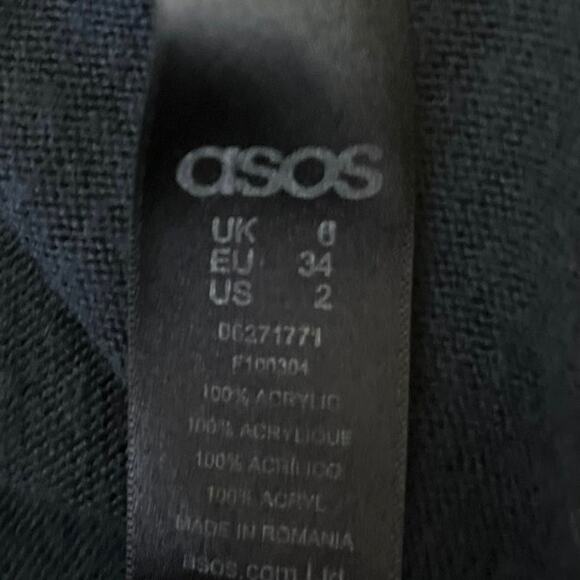 Asos Navy Multicolor Striped Crew Neck Long Sleeve Knit Pullover Sweater Top 2 - Picture 5 of 5